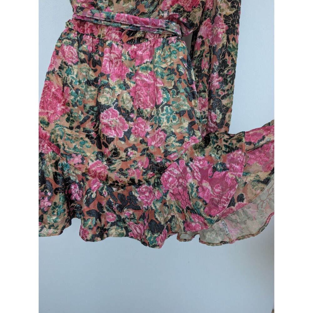 Hemant & Nandita Pakhi One Shoulder Mini Dress Floral Ruffle Hem Sz S $461 - Picture 15 of 16